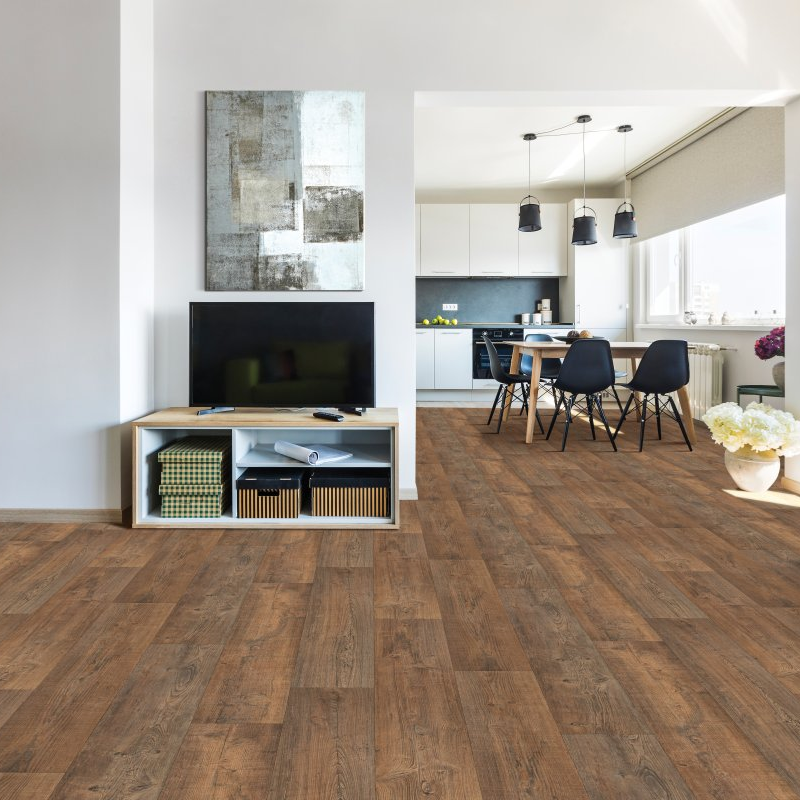 Vinyl flooring in the living room - Titan Umber